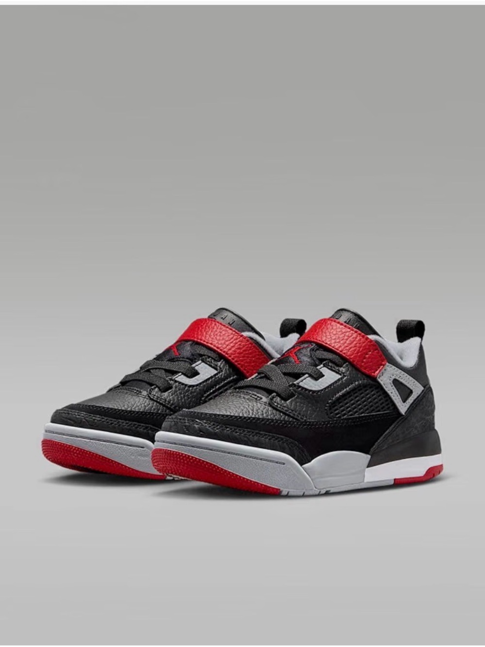 Jordan Kids Black and Red Velcro Strap Sneakers